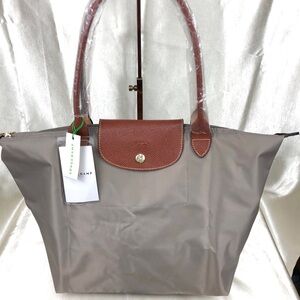 NWT Longchamp Le Pliage Original Large Shoulder Nylon Bag Tote Navy Gray